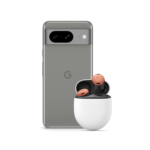 Google Pixel 8 – Android-Smartphone ohne SIM-Lock mit leistungsstarker Pixel-Kamera – Hazel, 128GB + Pixel Buds Pro – Kabellose Kopfhörer – Coral