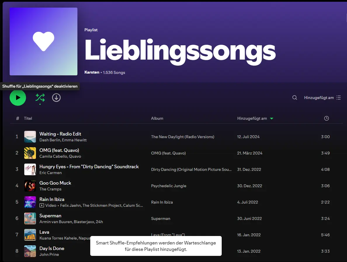 Spotify Smart Shuffle ausschalten oder aktivieren