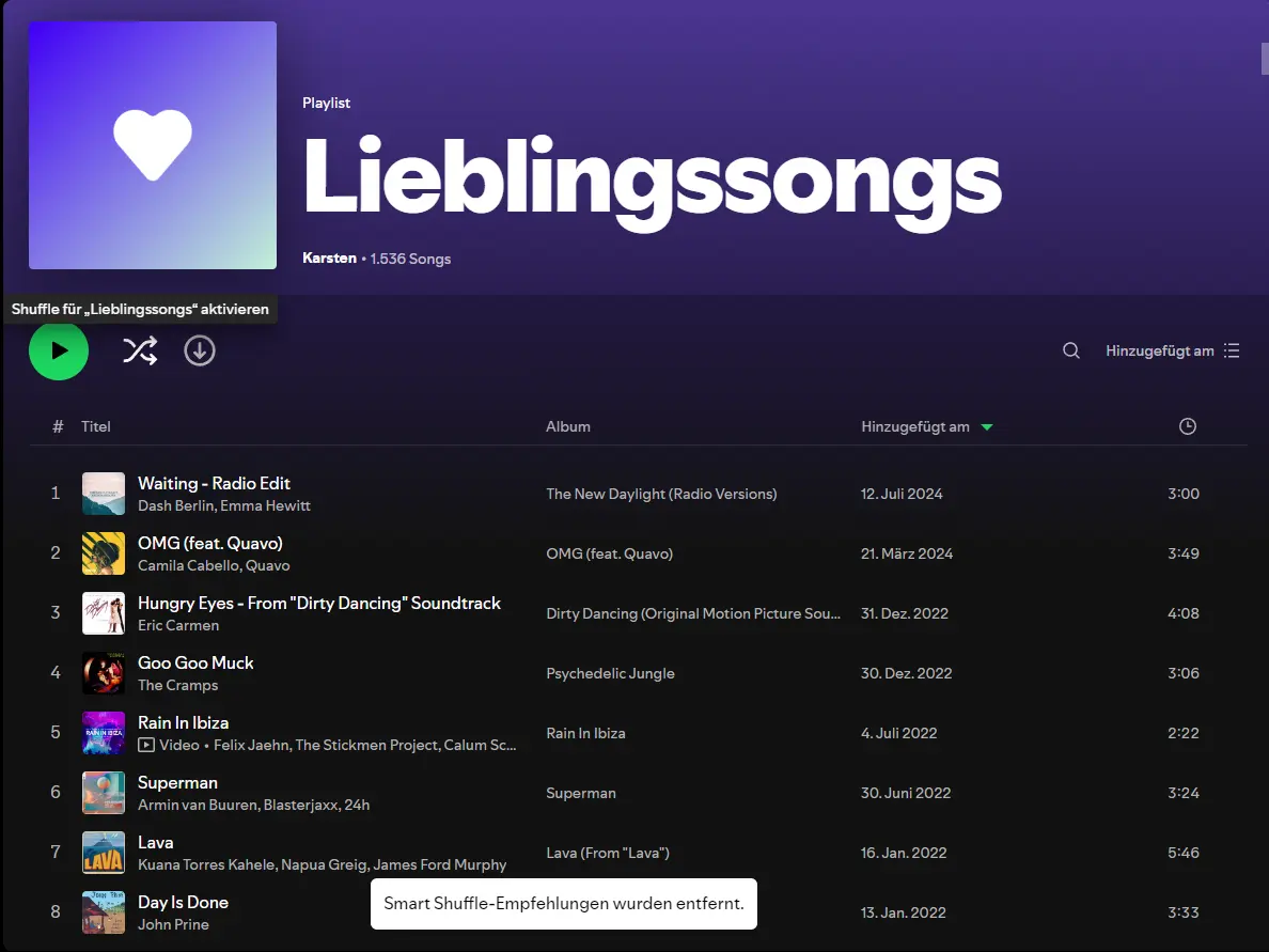 Spotify Smart Shuffle ausschalten oder aktivieren